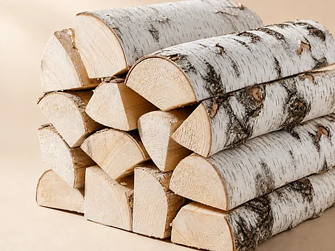 Дубовые поленья, выгруженные на подготовленную площадку